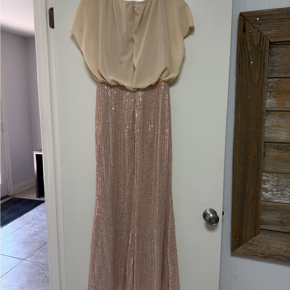SHEIN Cream and gold Sequin Midi Dress